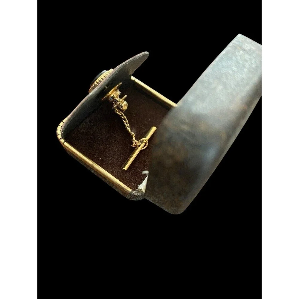 Vintage 1971 Avon Citation Tie Tack Men's Black Gold Tone Classic Accent